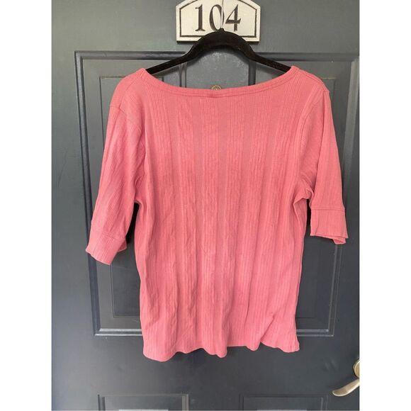 ANA A New Approach Pink Striped V-Neck Blouse Cotton Top, Size XXL - Picture 5 of 10